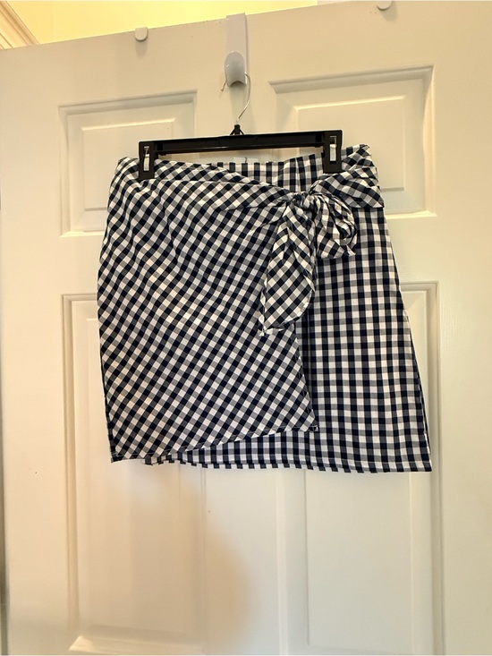 Skies Are Blue Dresses & Skirts - Skies are Blue Navy & White Gingham Wrap Skirt with Tie